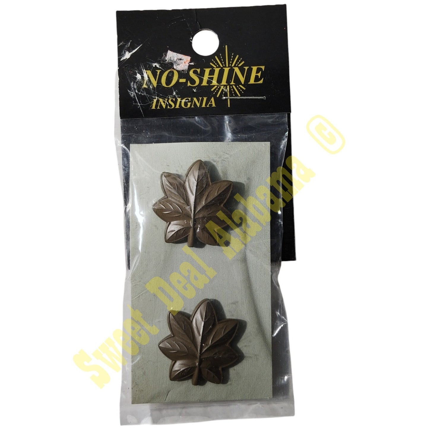 1 Set Subdued Brown Major Oak Leaf Insignia Pins- 1"x1", By No-Shine Insignia