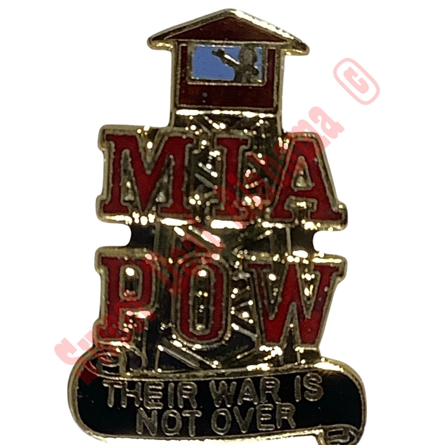 Vintage POW/MIA "Their War Is Not Over" Hat, Tie or Lapel Pin, 1-1/4"H x 13/16"W