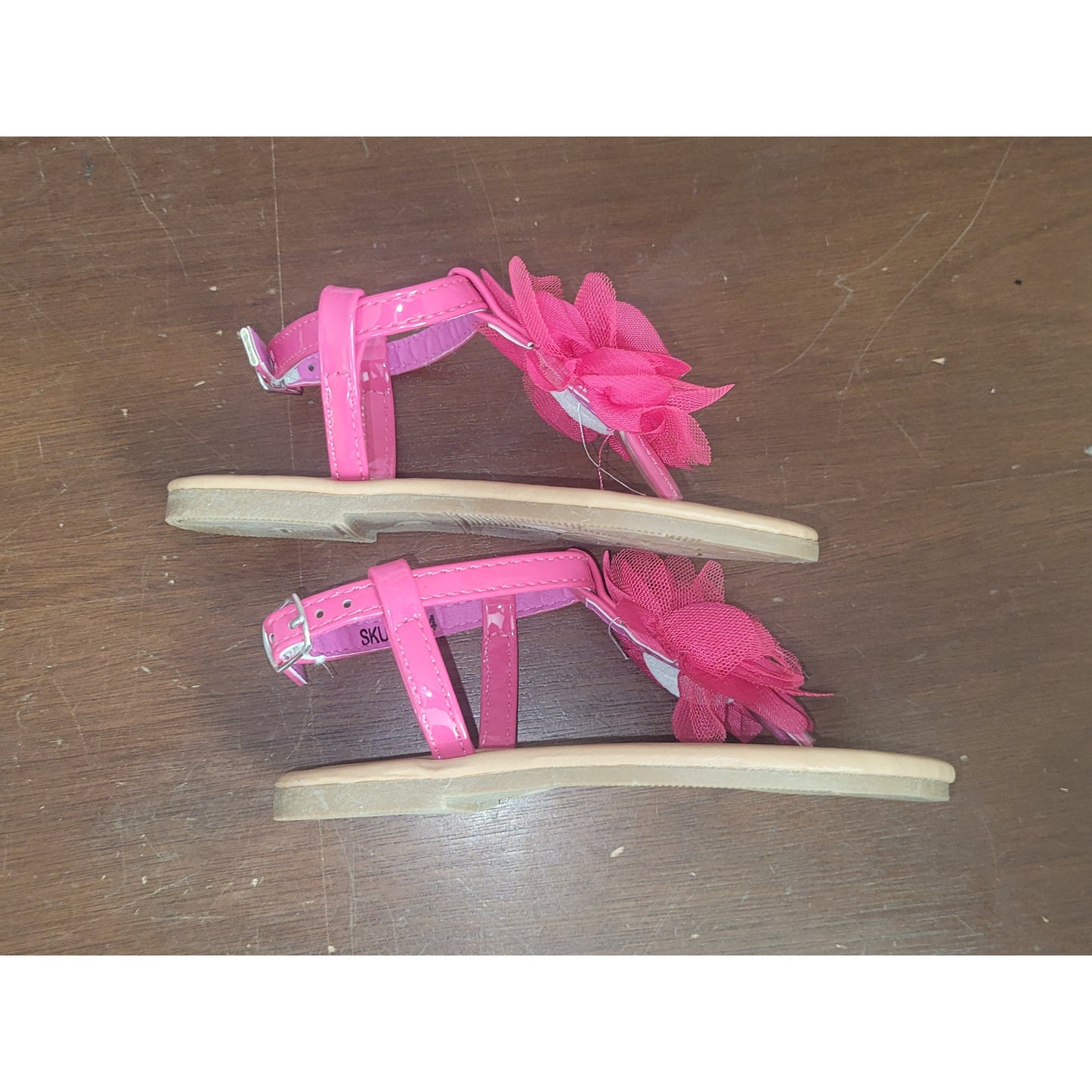 Petalia Toddler Girls' Sandals, 8, Fuchsia Patent - Fuchsia Mesh Flower Sandal