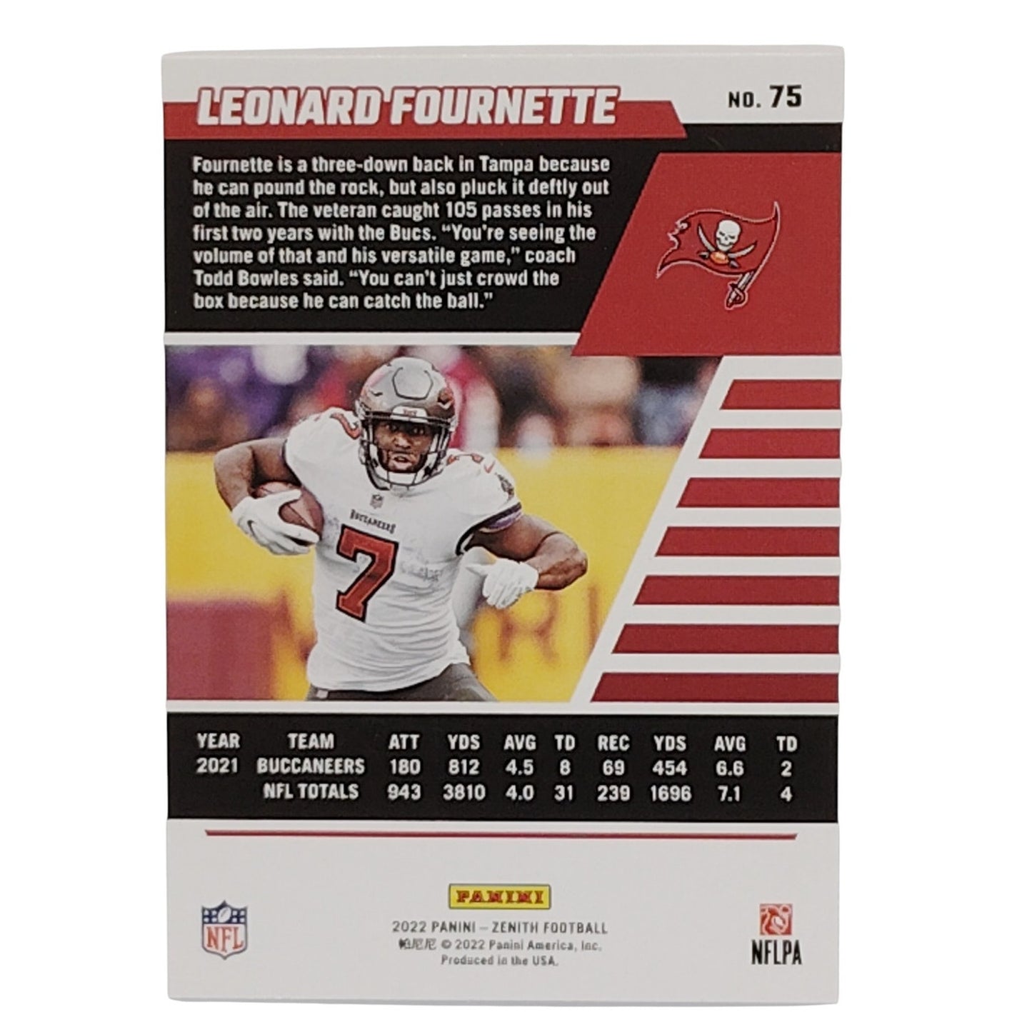 Leonard Fournette, Tampa Bay Buccaneers, NFL 2022 Panini-Zenith Card 75, EX/NM