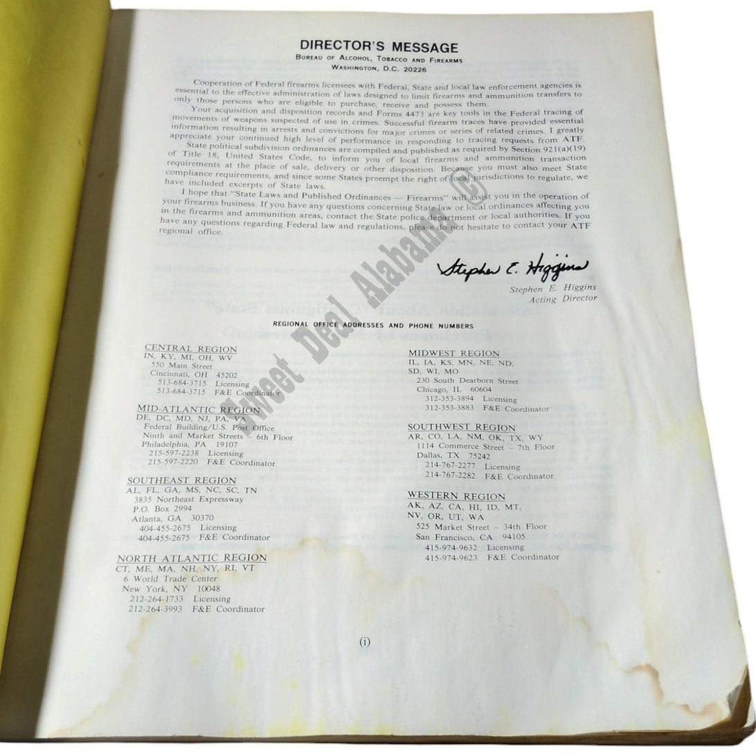 Vintage 1983 US ATF - State Laws and Ordinances For Firearms, 227 Pgs on 114 Pgs