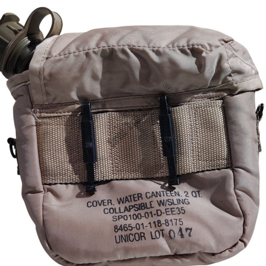 2001 2 QT Collapsible Water Canteen Pouch Carrier Cover, Desert Tan With Bladder