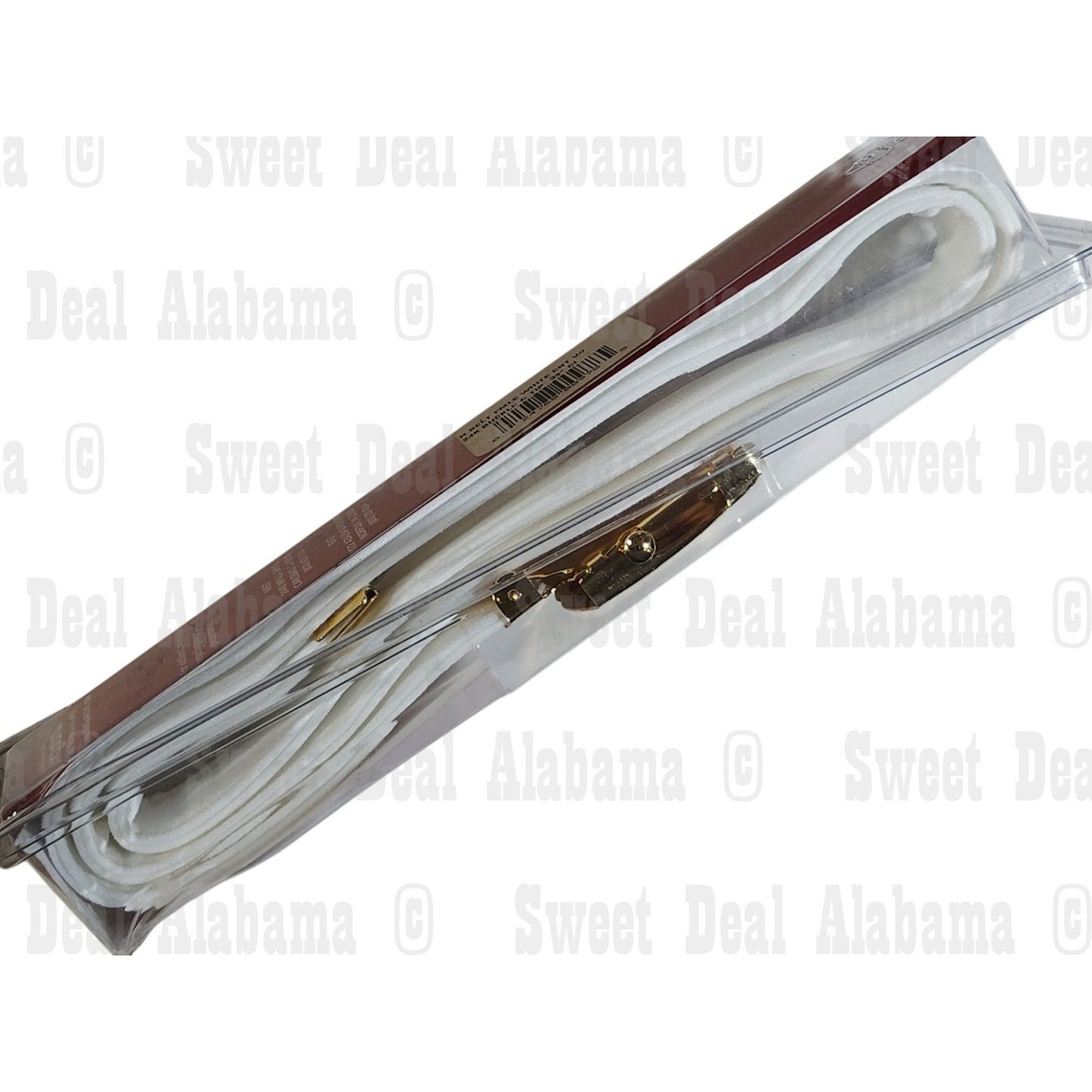 USN Female Belt, White Cotton w/ Gold Mirror Buckle & Tip Navy Uniform Accessory