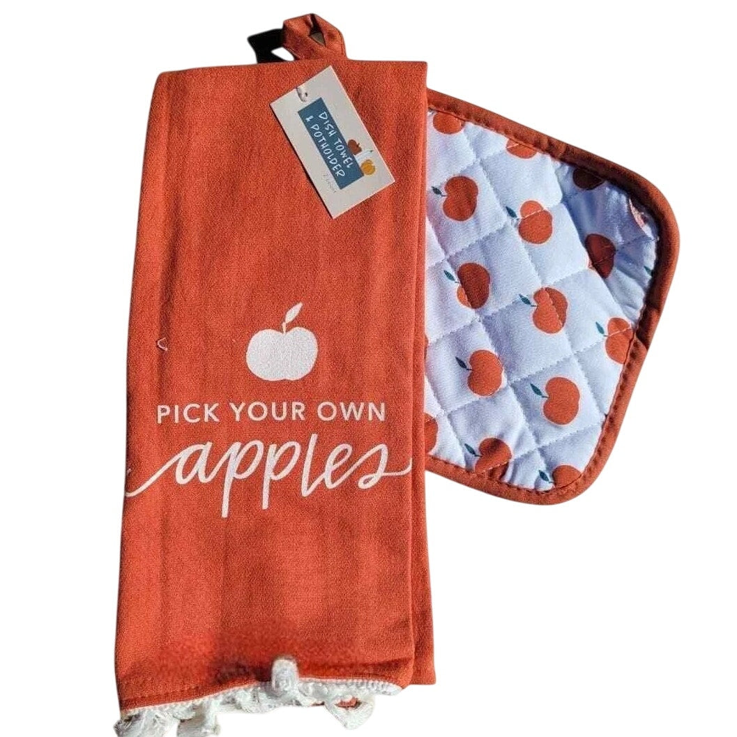 Kitchen Cotton Dish Towel & Pot Holder Set - PICK YOUR OWN APPLES