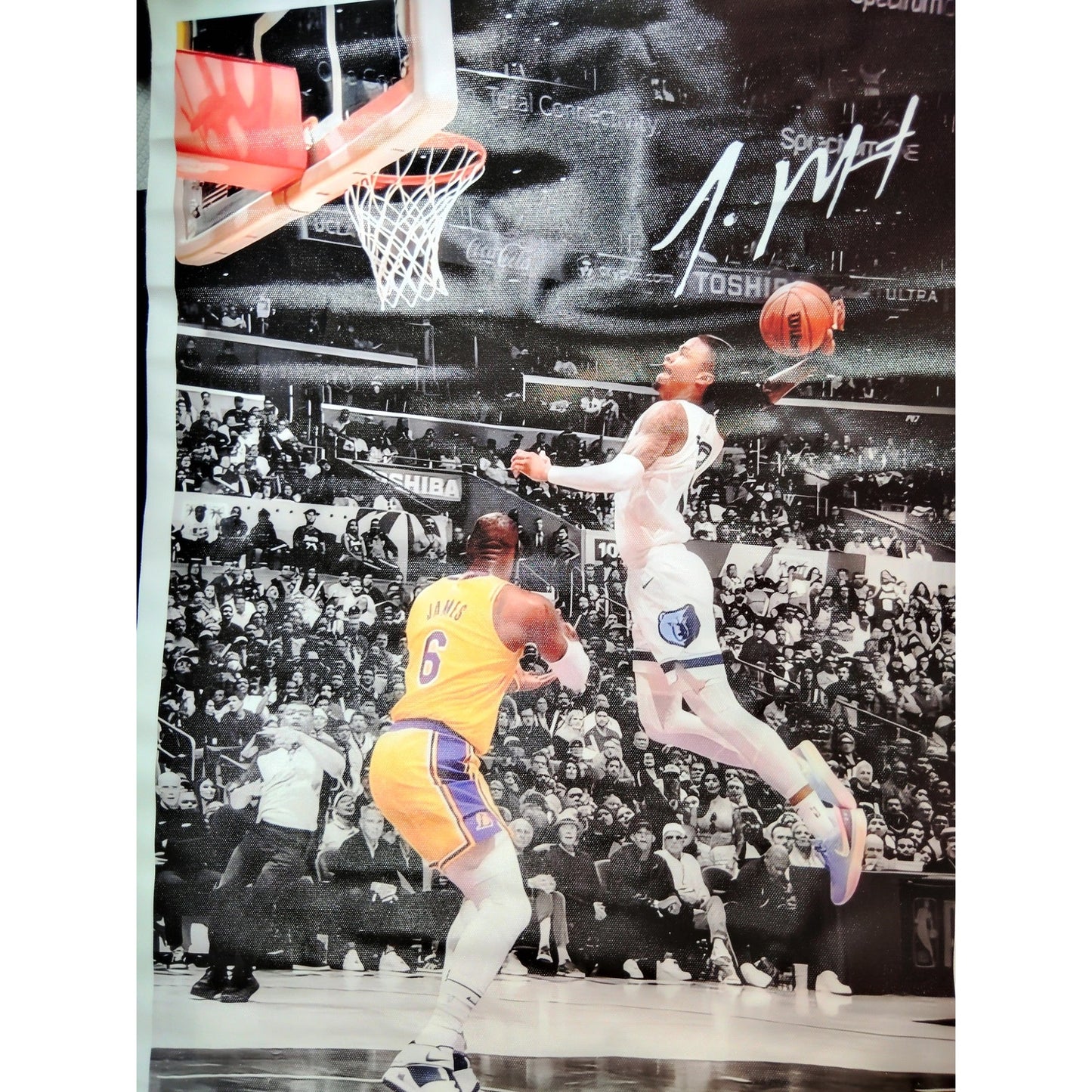 16x24" Ja Morant Dunk Canvas Print Poster – Classic Basketball Moment Wall Art (Unframed)