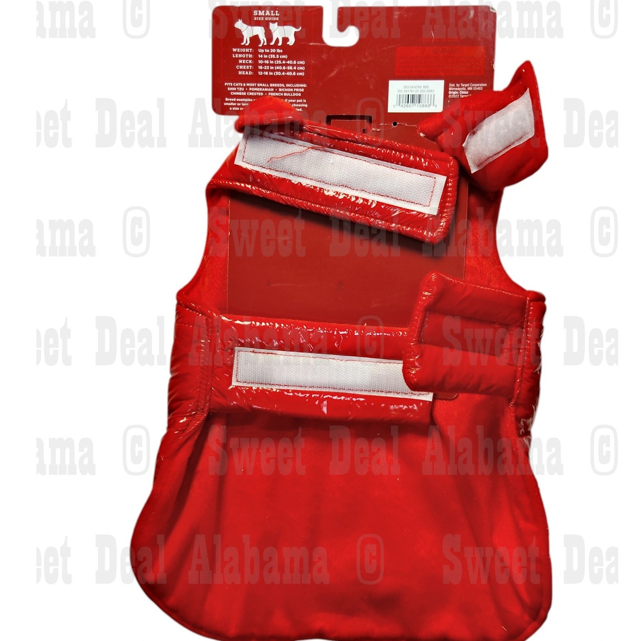 Wondershop Dog & Cat Puffer Jacket - Red - Small, Warm, Lightweight, Hook & Loop