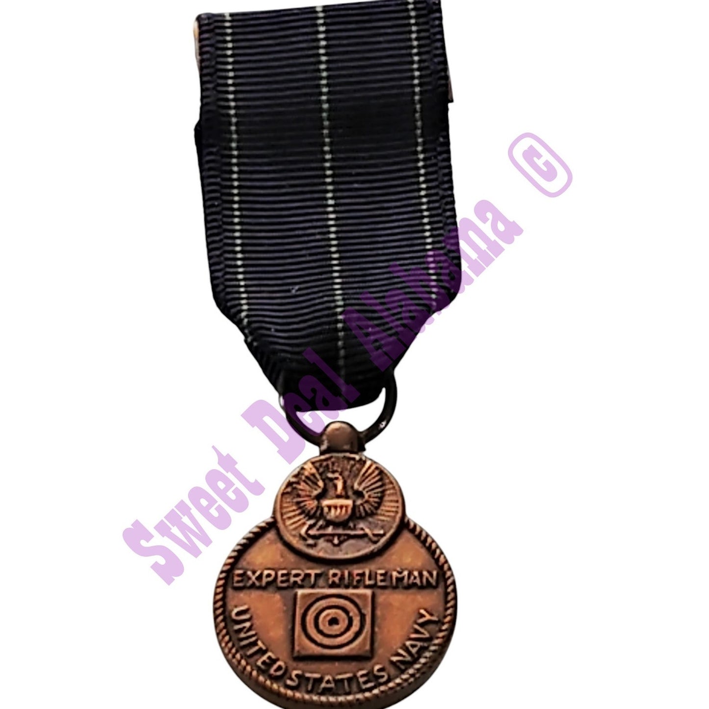 Navy Expert Rifleman Mini Medal (3/4"D) Ribbon (3/4"W) Overall 2-1/4"H