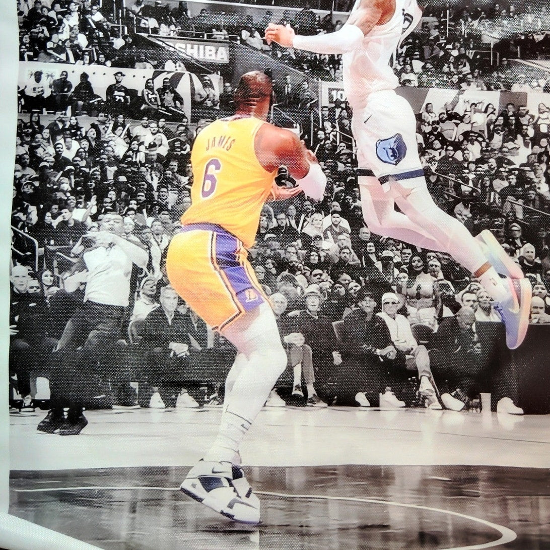 16x24" Ja Morant Dunk Canvas Print Poster – Classic Basketball Moment Wall Art (Unframed)