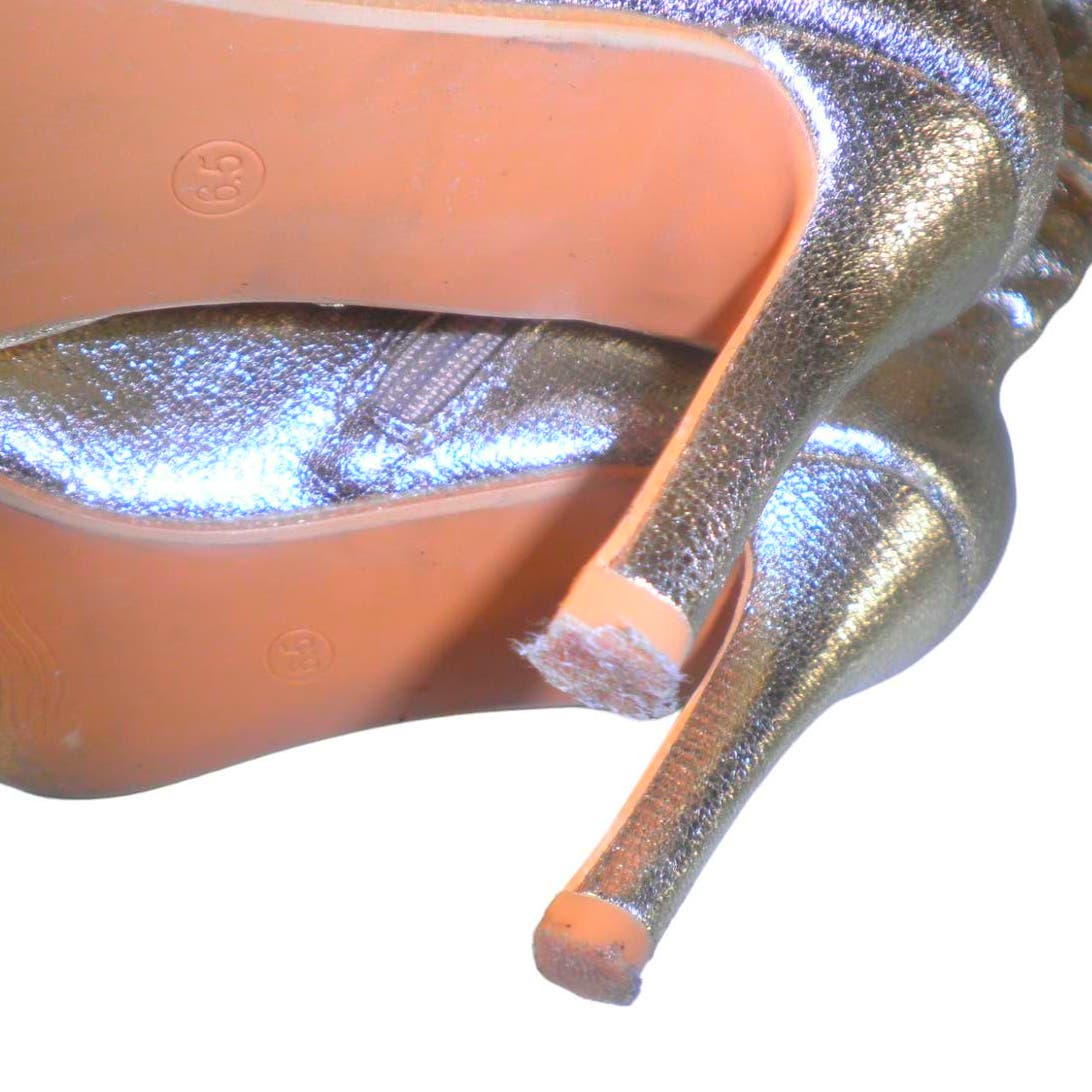 Allegra K Women's Gold Metallic Pointed Toe Slouch Stiletto Heels Knee High, 6.5