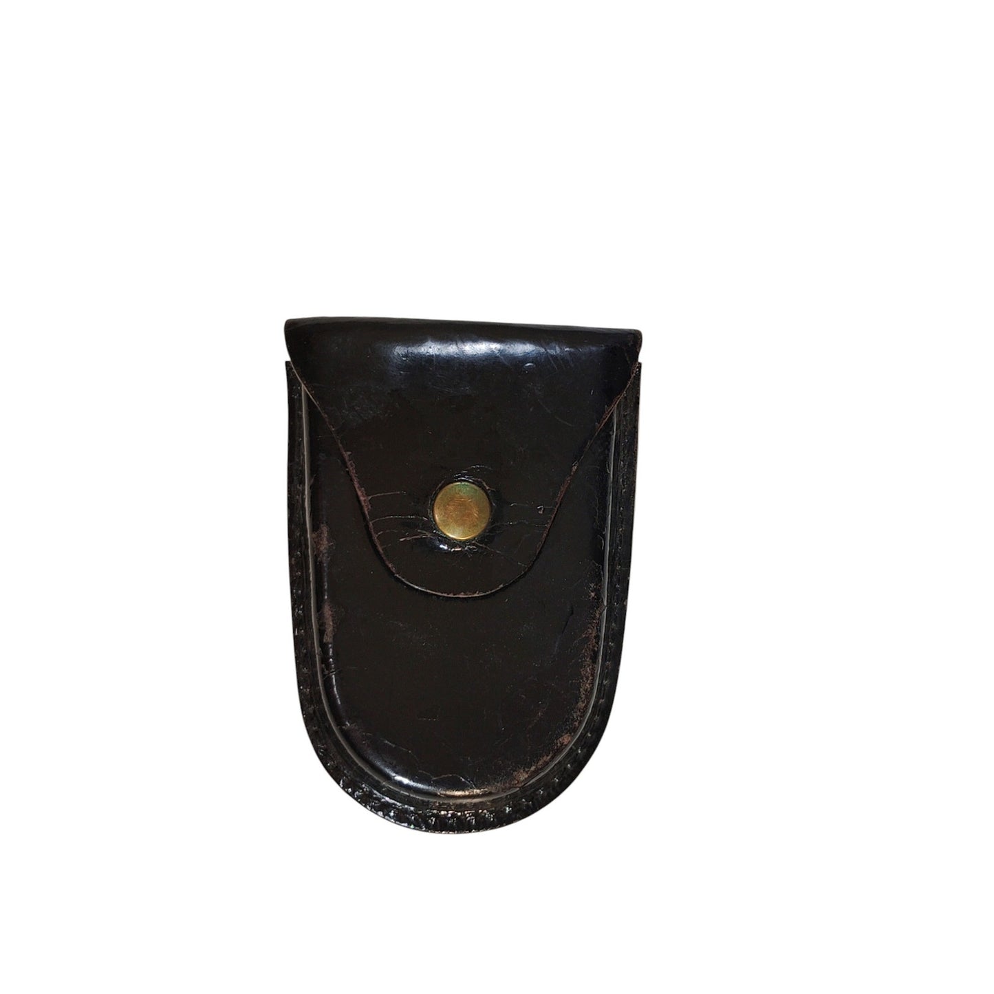 2x Vintage Leather Handcuff Holster Cases – Belt Attached, Non-Working Snaps, No Markings