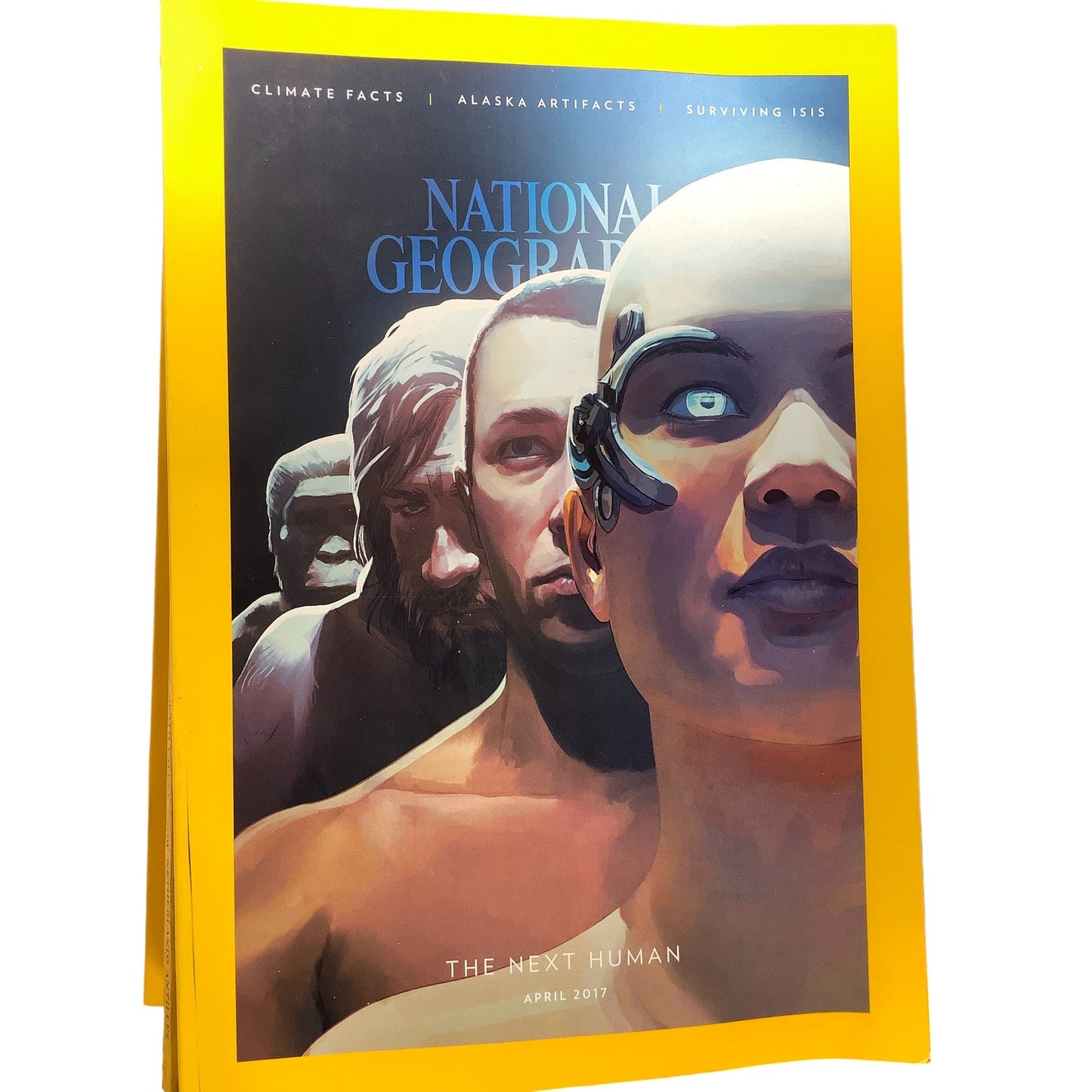 National Geographic April 2017, Climate Facts, Alaska Artifacts, Surviving ISIS, The Next Human, Home on the Range, Monkey's of Ethopia, LN
