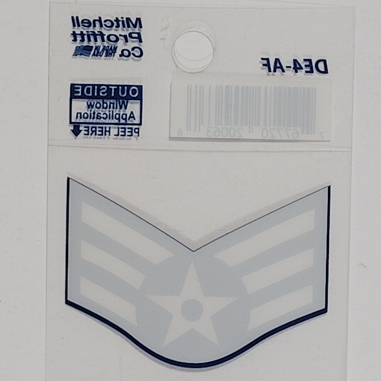USAF Senior Airman (E-4) Decal – 2.25" x 1.75" Mylar Vinyl – Chevron & Star