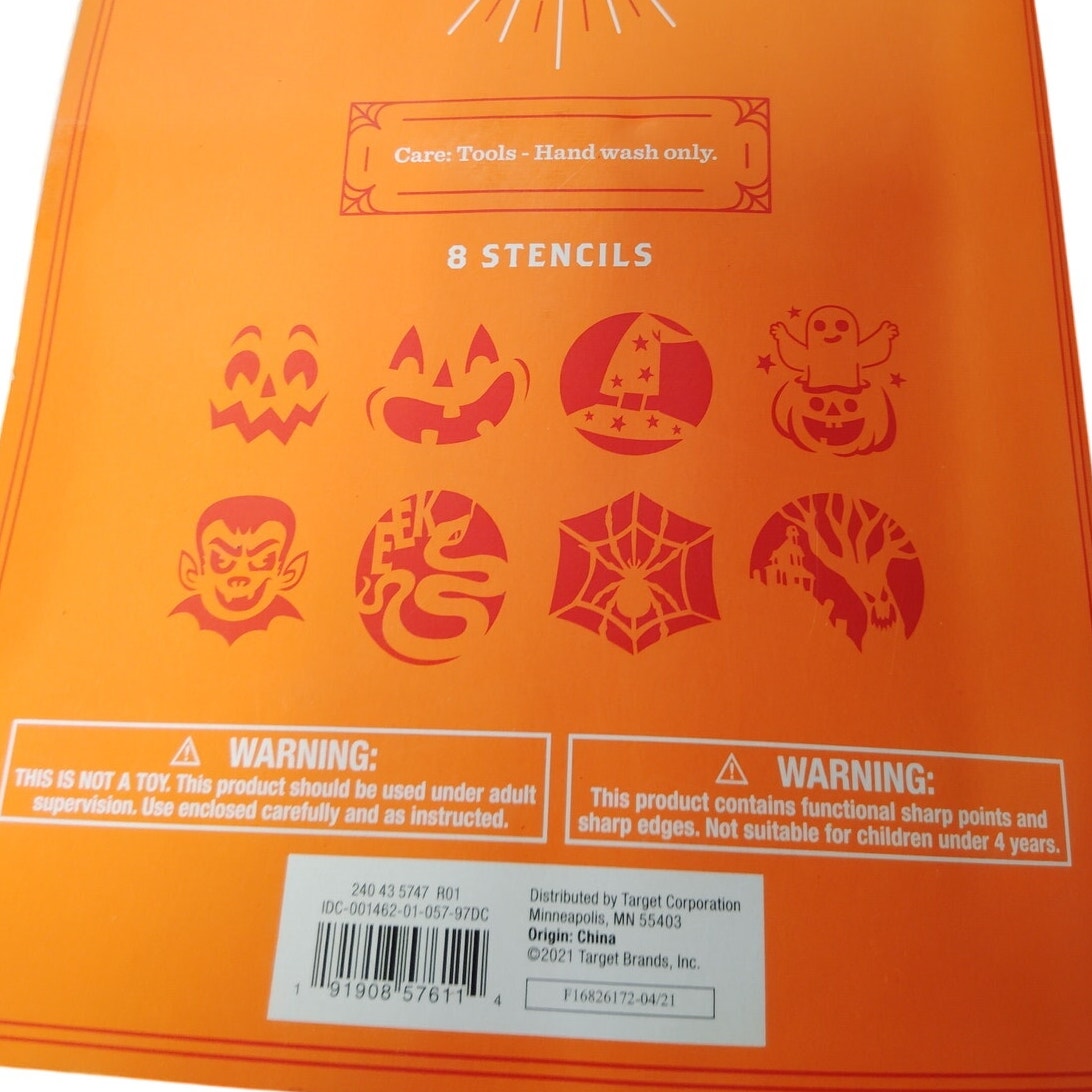 Hyde & EEK! Boutique Halloween Pumpkin Carving Kit – 8 Stencils – 5 Easy-Grip Tools