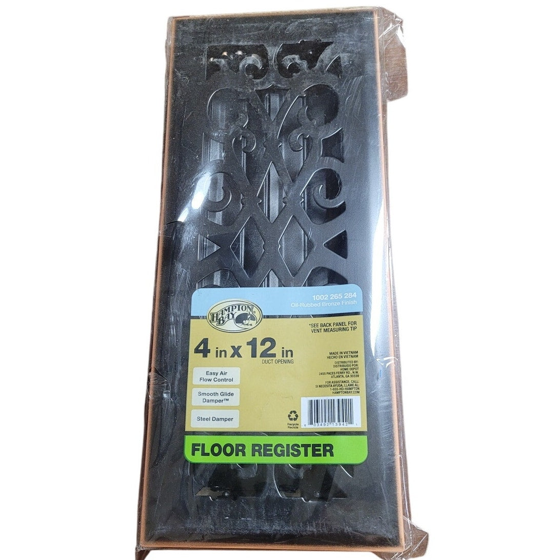 Classic Scroll 4" x 12" Steel Floor Register Oil Rubbed Bronze (OD 5.5" x 13.5")