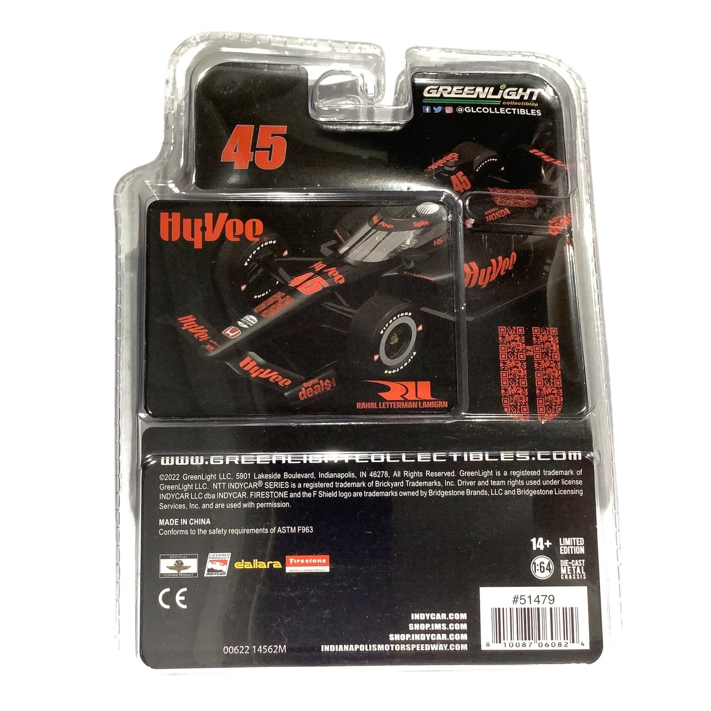 2022 Hy-Vee #45 Rahal Letterman Lanigan Greenlight Collectibles 1:64 Indy Car