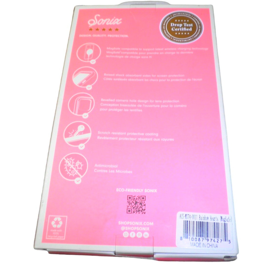 Sonix Case for iPhone 14 Pro, 10ft Drop Tested, Retro Hippie Rainbow Heart