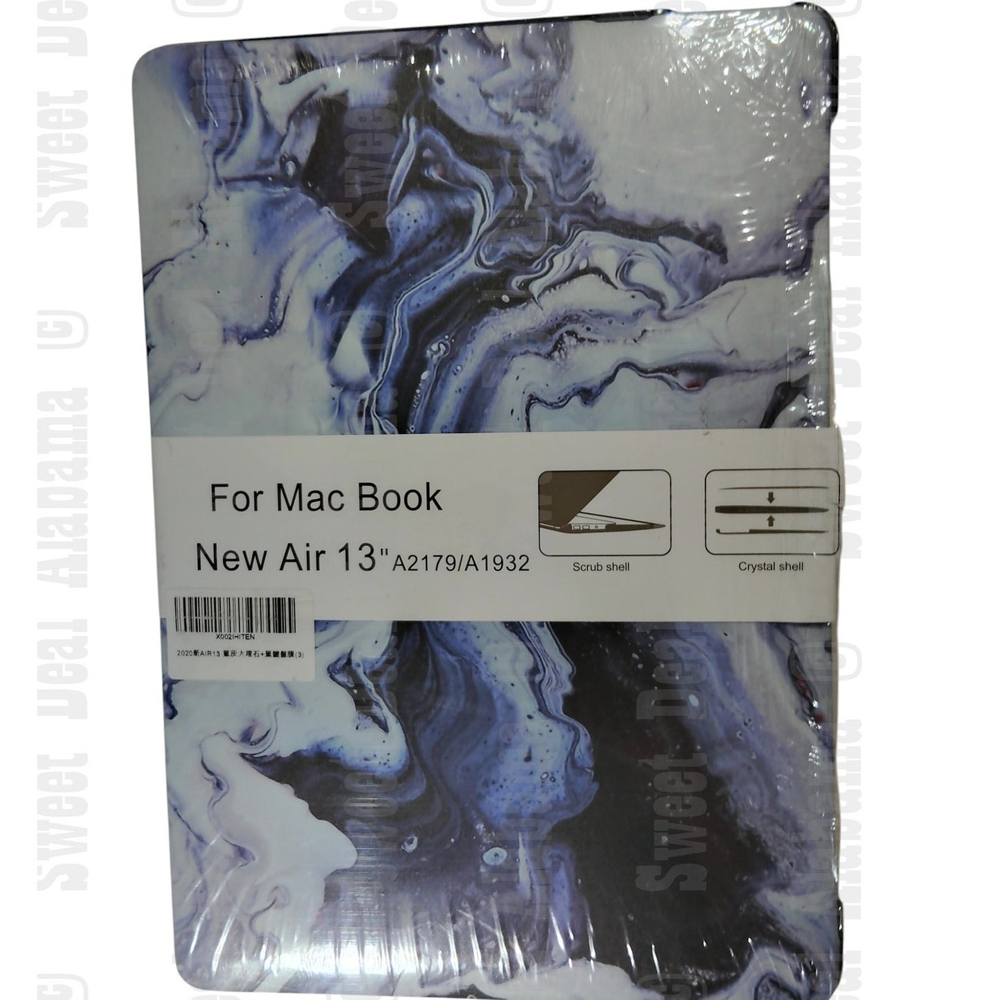 Hard Shell For MacBook Air 13" A2179 / A1932 w/Keyboard Cover, Black/Gray Marble