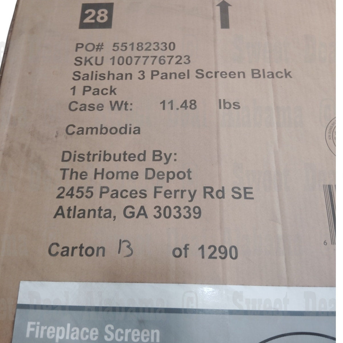 3-Panel Fireplace Screen 27.95"x38" Black Steel Folding Spark Guard, See-Through