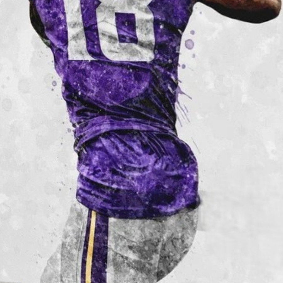 Minnesota Vikings #18 Justin Jefferson – 12” x 18” Canvas Print – Unframed
