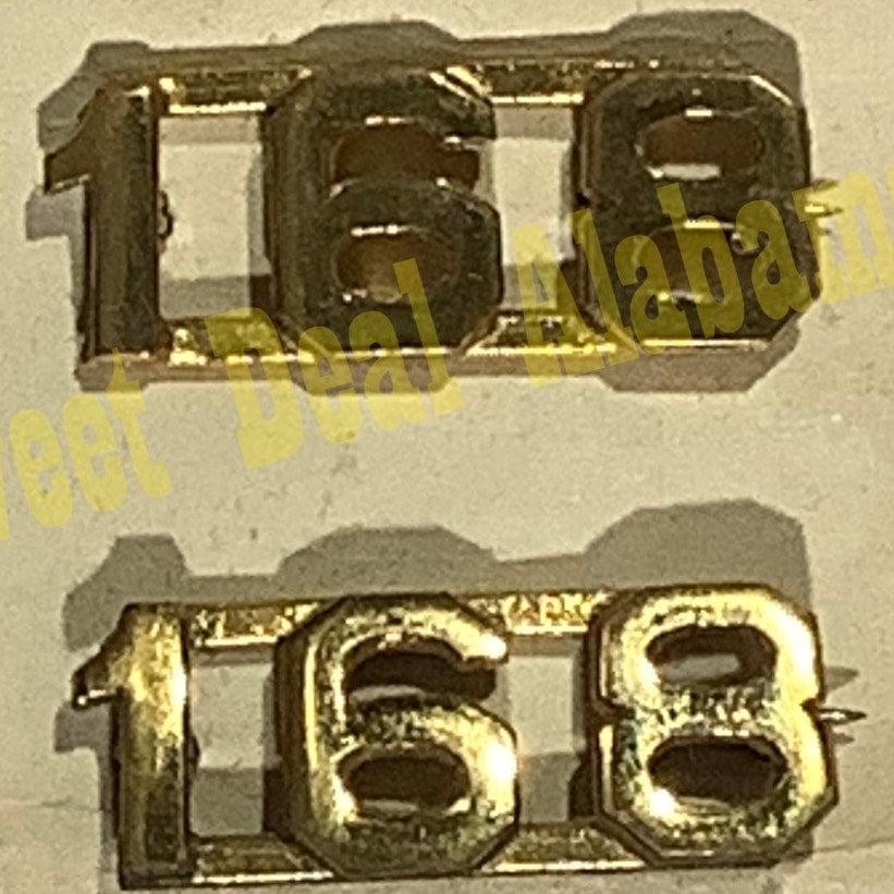 Early/Mid 1900s Brass C-Clasp "168" Collar Device 3/8"H Hat / Lapel Pins Set