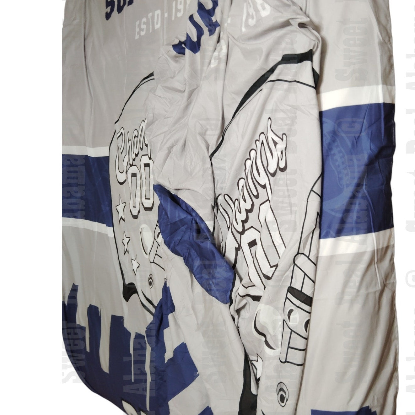 Fitted and Top Sheet, Twin Size - Super Game / Rugby Theme, Blue/Gray