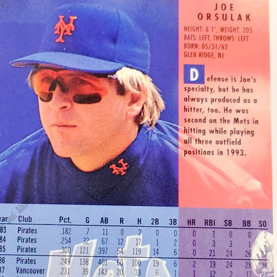 Joe Orsulak, New York Mets, #575, 1994 Fleer Baseball Collector's Card