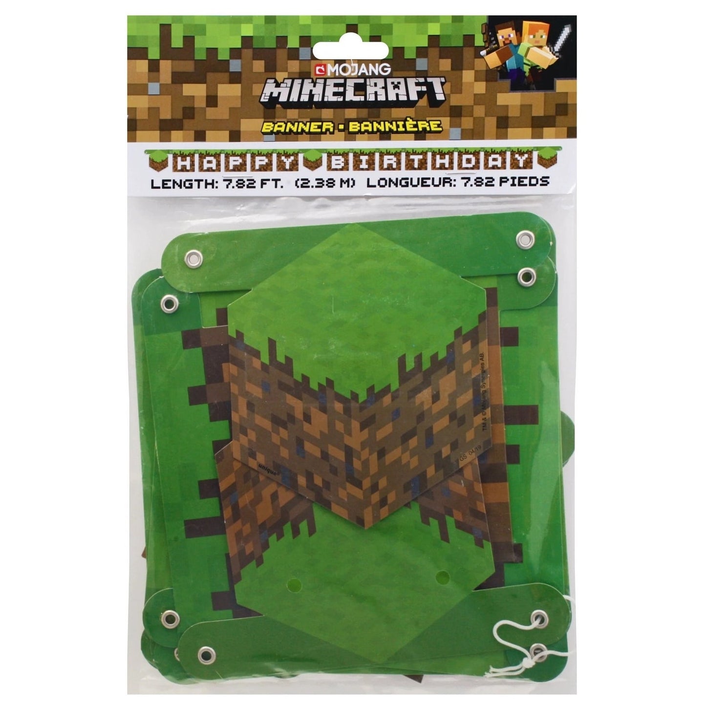 Minecraft Happy Birthday Banner – 7.82ft Jointed Gamer Party Décor by Mojang