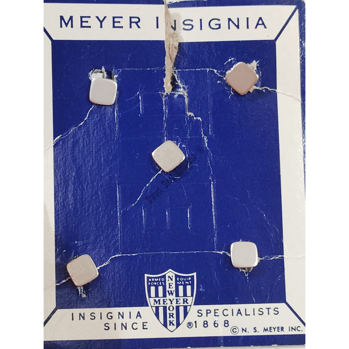 Vintage Brushed Nickle Shirt Studs, Set of 5. 5/16" x 5/16" On Original Card