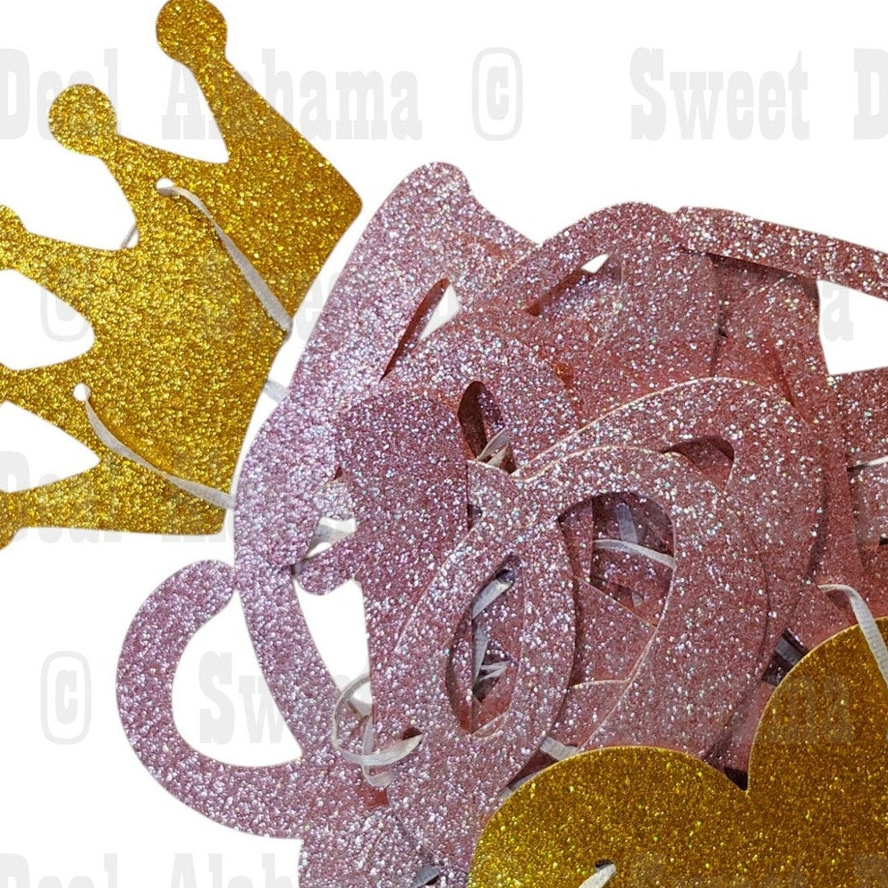 Party Banner "50 & Fu*ing Fabulous” Rose/Gold Glitter Paper Banner, Pre-Strung