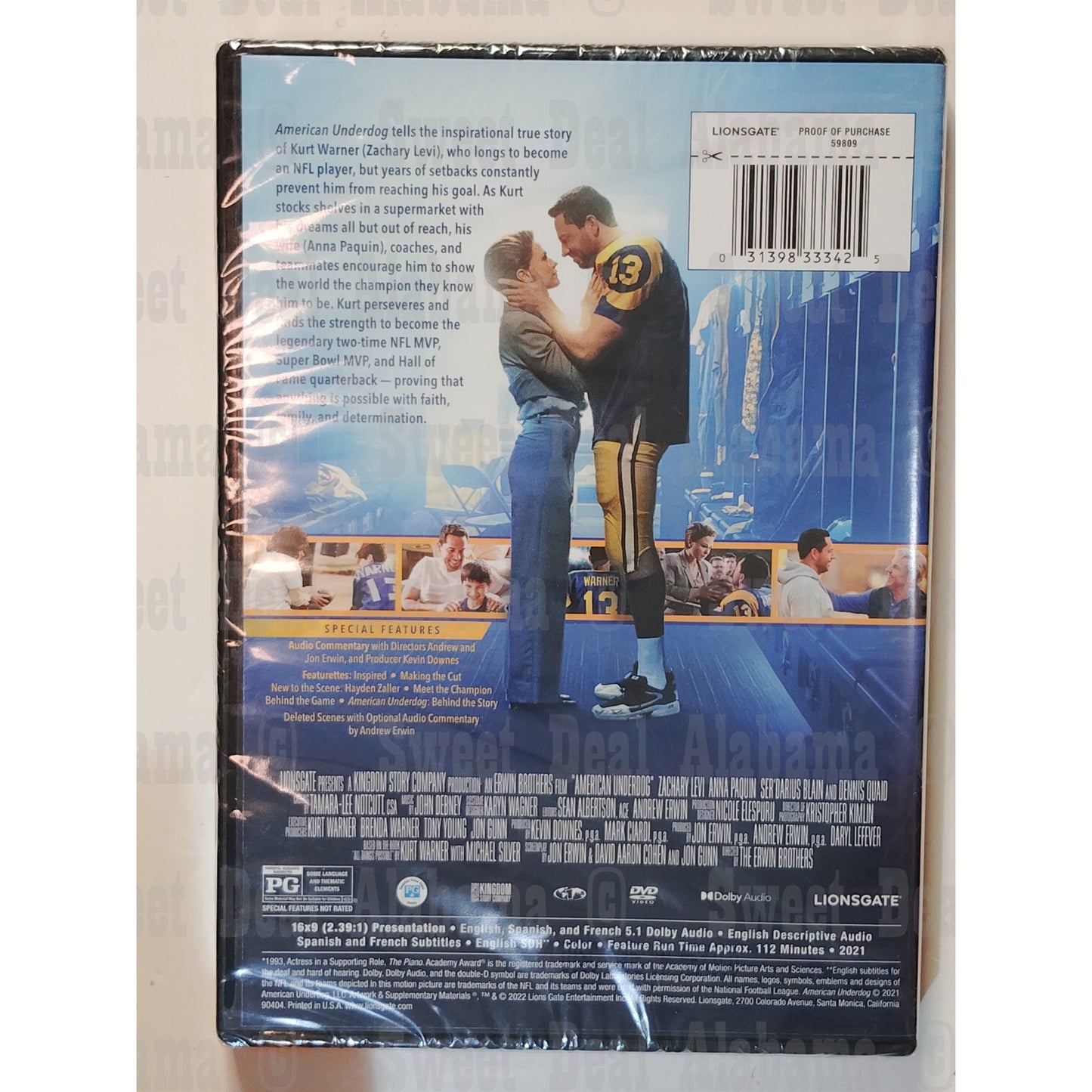 American Underdog (2021 DVD) 112 Minutes of Sports Drama, Dennis Quaid