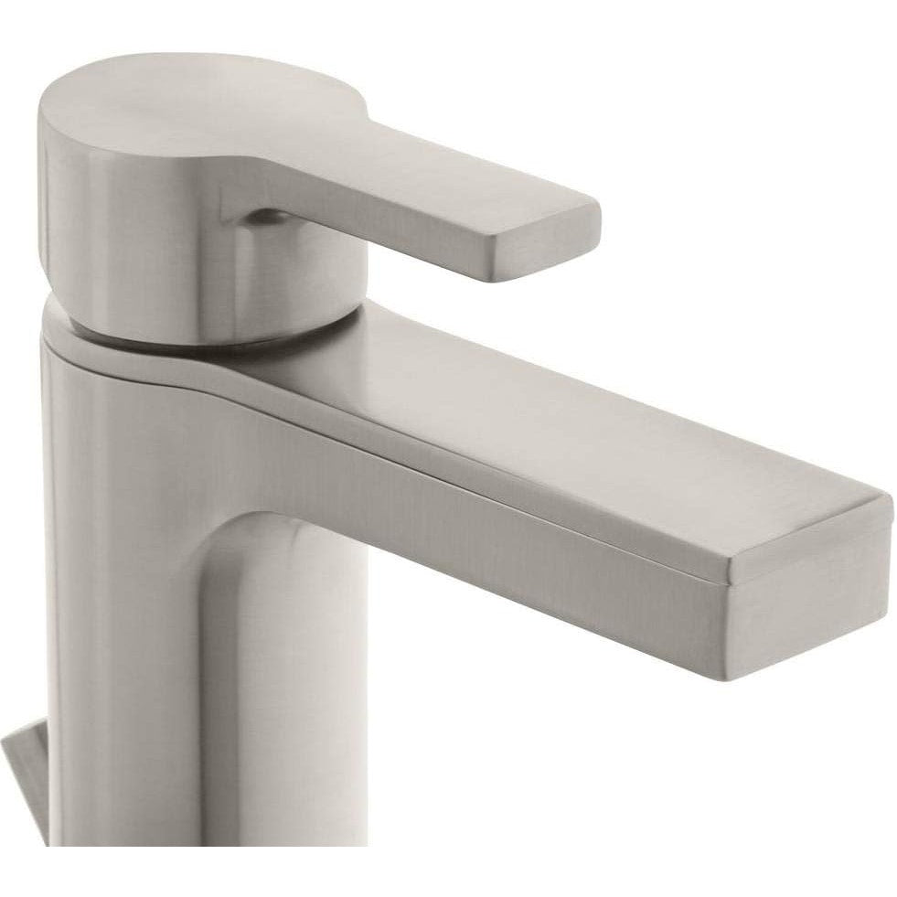 Modern Contemporary Single Hole & Handle Low-Arc Bathroom Faucet, Brushed Nickel