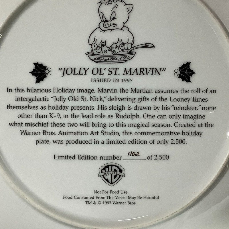 Marvin the Martian Holiday 9.5" Collector Plate: #1102/2500 Jolly Ol' St. Marvin