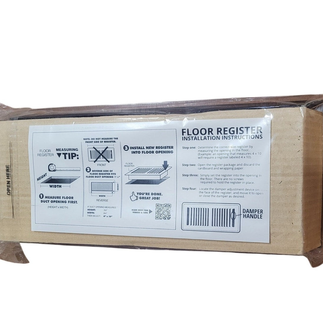 Classic Scroll 4" x 12" Steel Floor Register Oil Rubbed Bronze (OD 5.5" x 13.5")