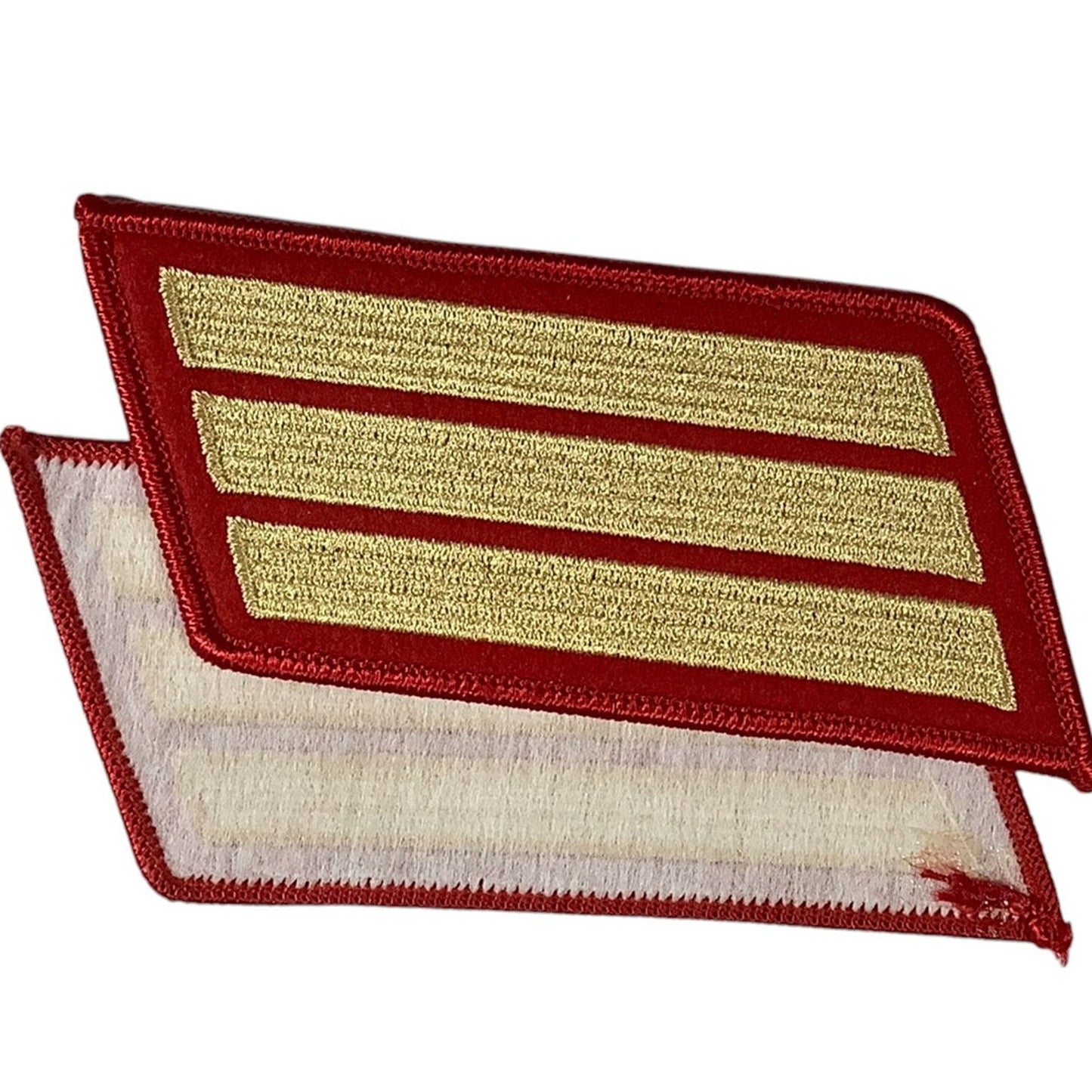 1 Set- 12 Year US Marine Corps Service 3 Stripes - Medium Size - Gold on RED