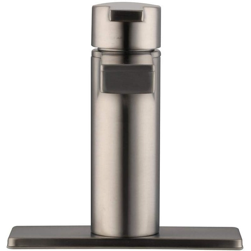 Modern Contemporary Single Hole & Handle Low-Arc Bathroom Faucet, Brushed Nickel