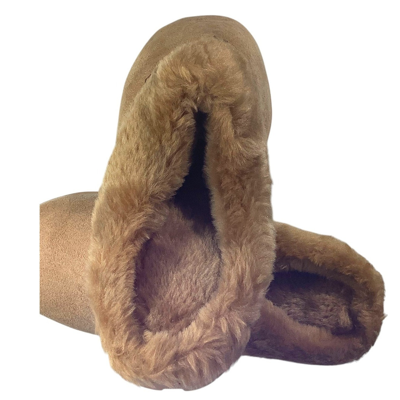 Women's Sequin Trim Faux Fur Clog Slippers, Beige, Size L (9-10)