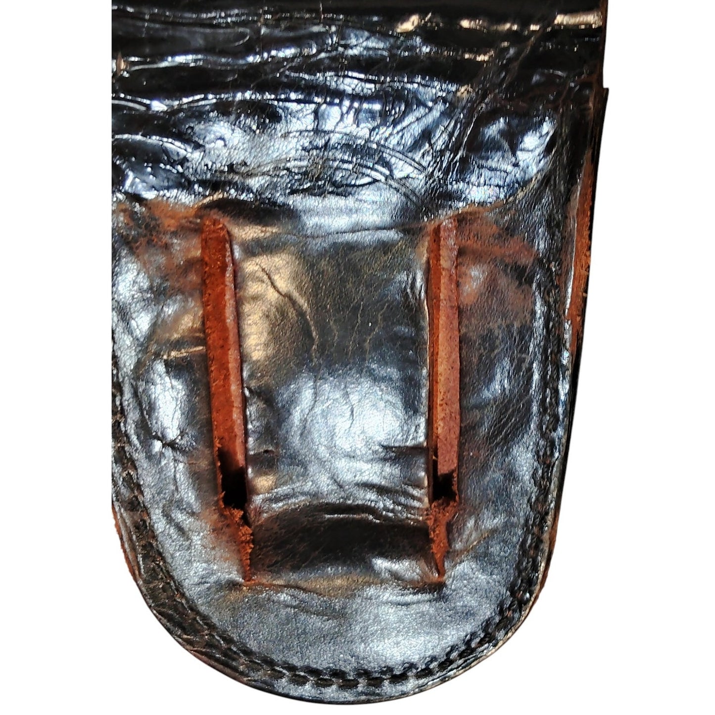 Vintage Leather Handcuff Holster Case – Belt Attached, Working Snaps, No Markings, 5-1/2" x 3-7/8"
