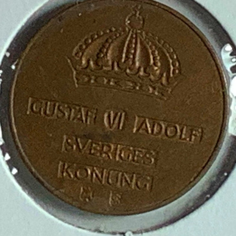 Sweden 5 öre, 1953, Crowned Double Monogram of King Gustaf VI Adolf Tails: Crown