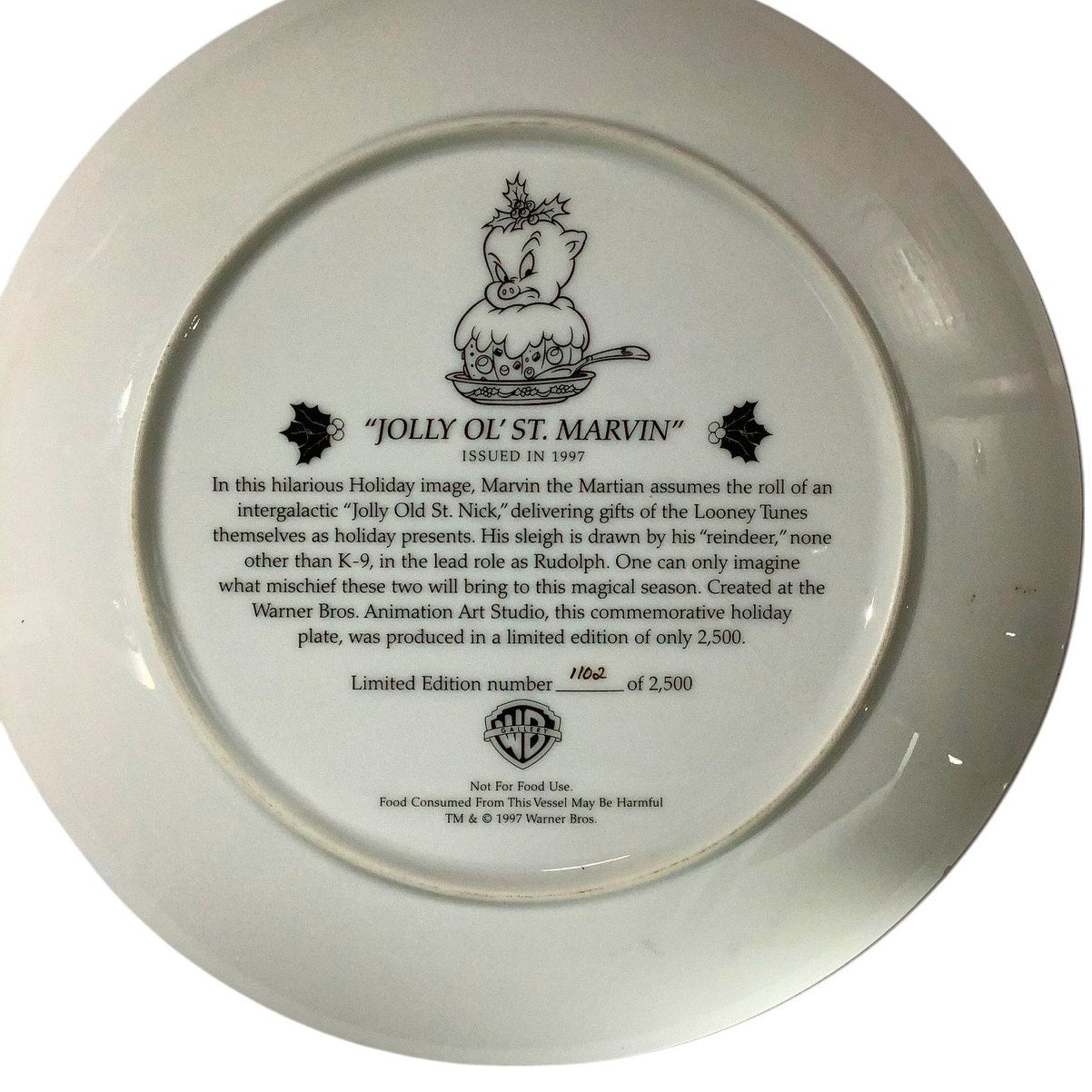 Marvin the Martian Holiday 9.5" Collector Plate: #1102/2500 Jolly Ol' St. Marvin
