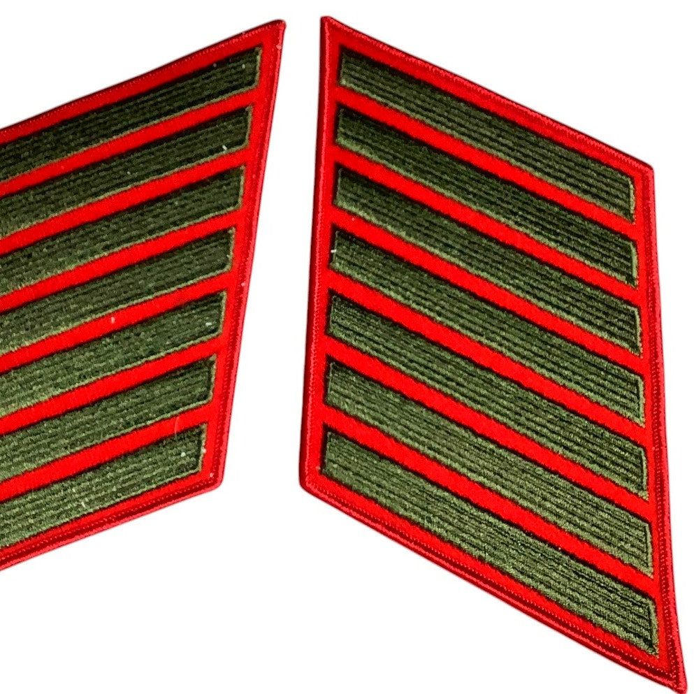 1 Set- US Marine Corps, Green/Red, 7 Hash / Stripes, 28 Years of Service Patches