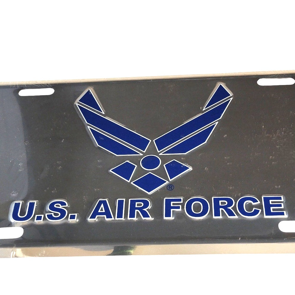 U.S. Air Force Wings License Plate – Blue Emblem, Metal, Made in USA