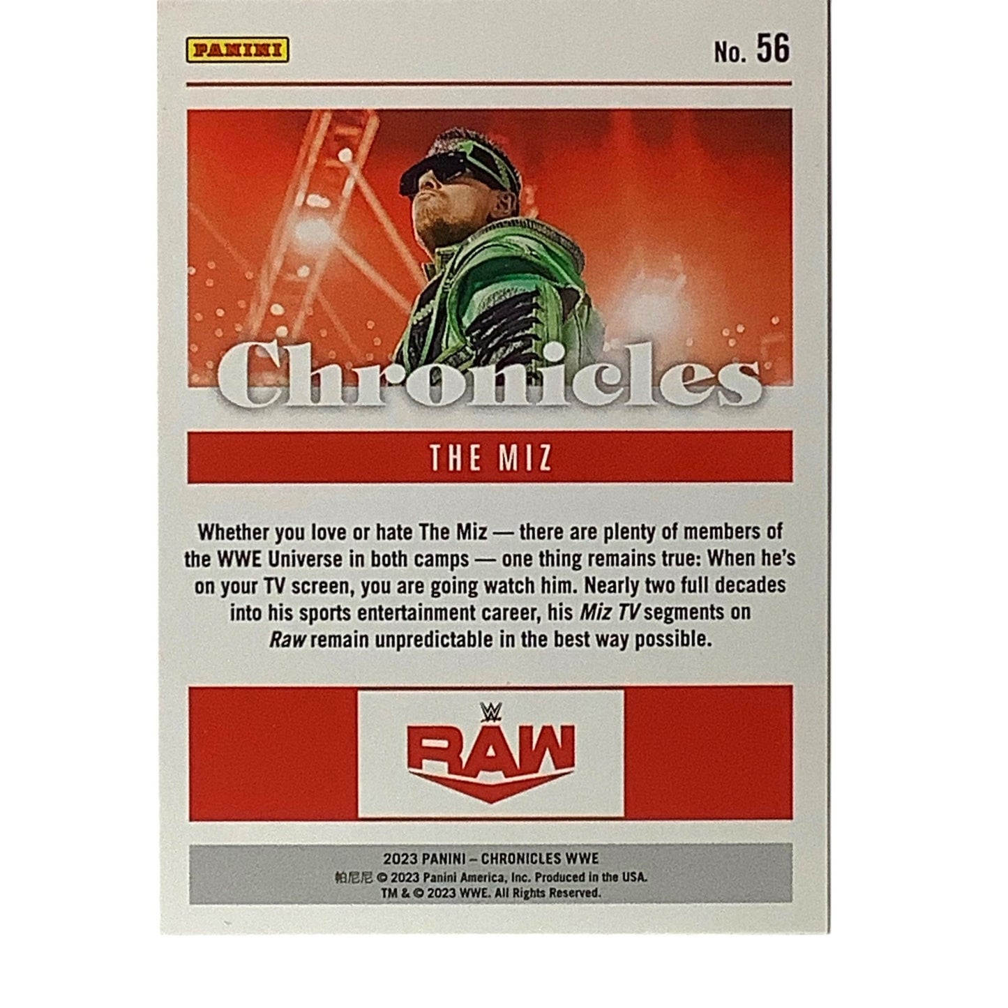 The MIZ, WWE, Card 56, 2023 Panini - Chronicles WWE Collectors Card