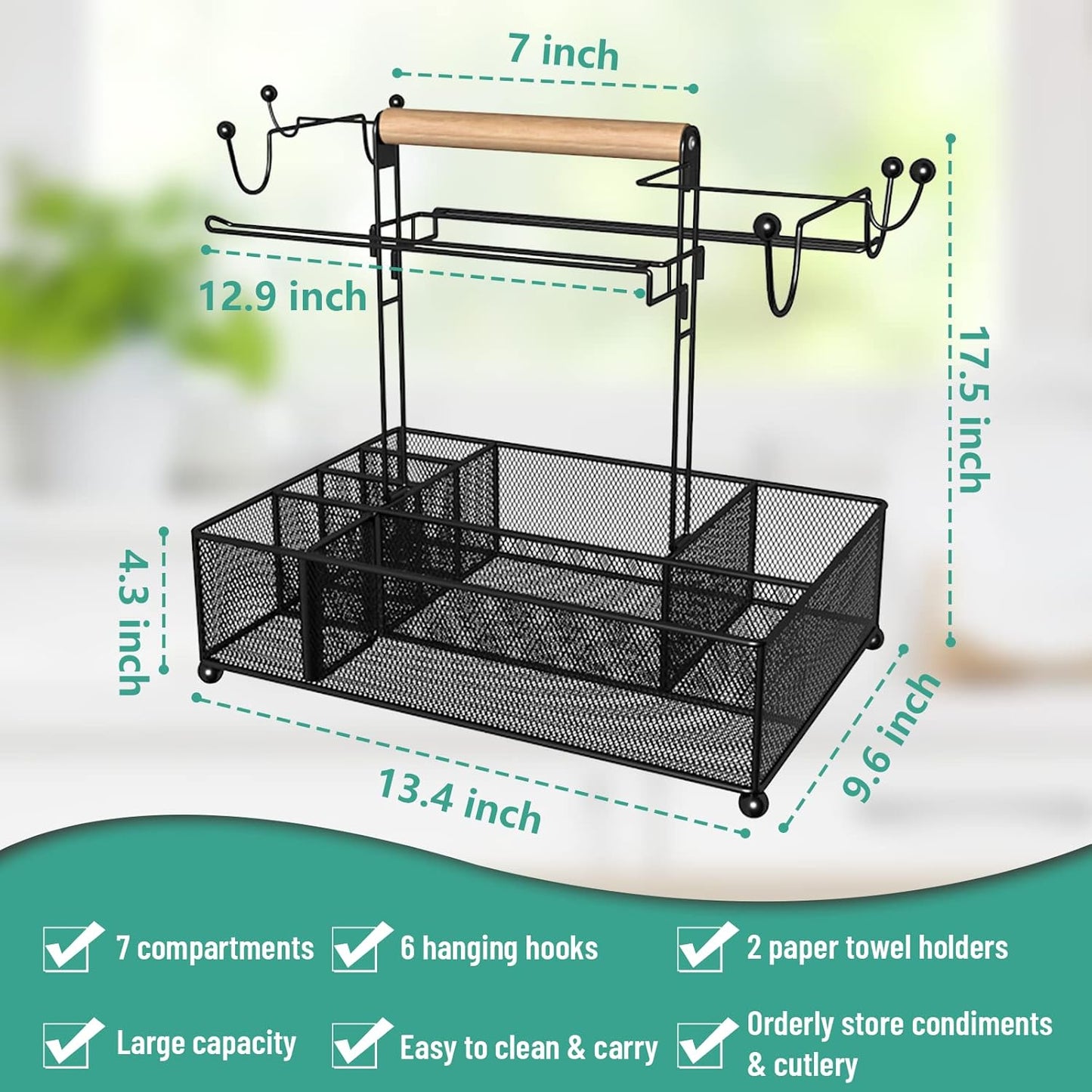 Grill Caddy -Camping Accessories, Condiment Caddy, BBQ Accessories Mesh Basket