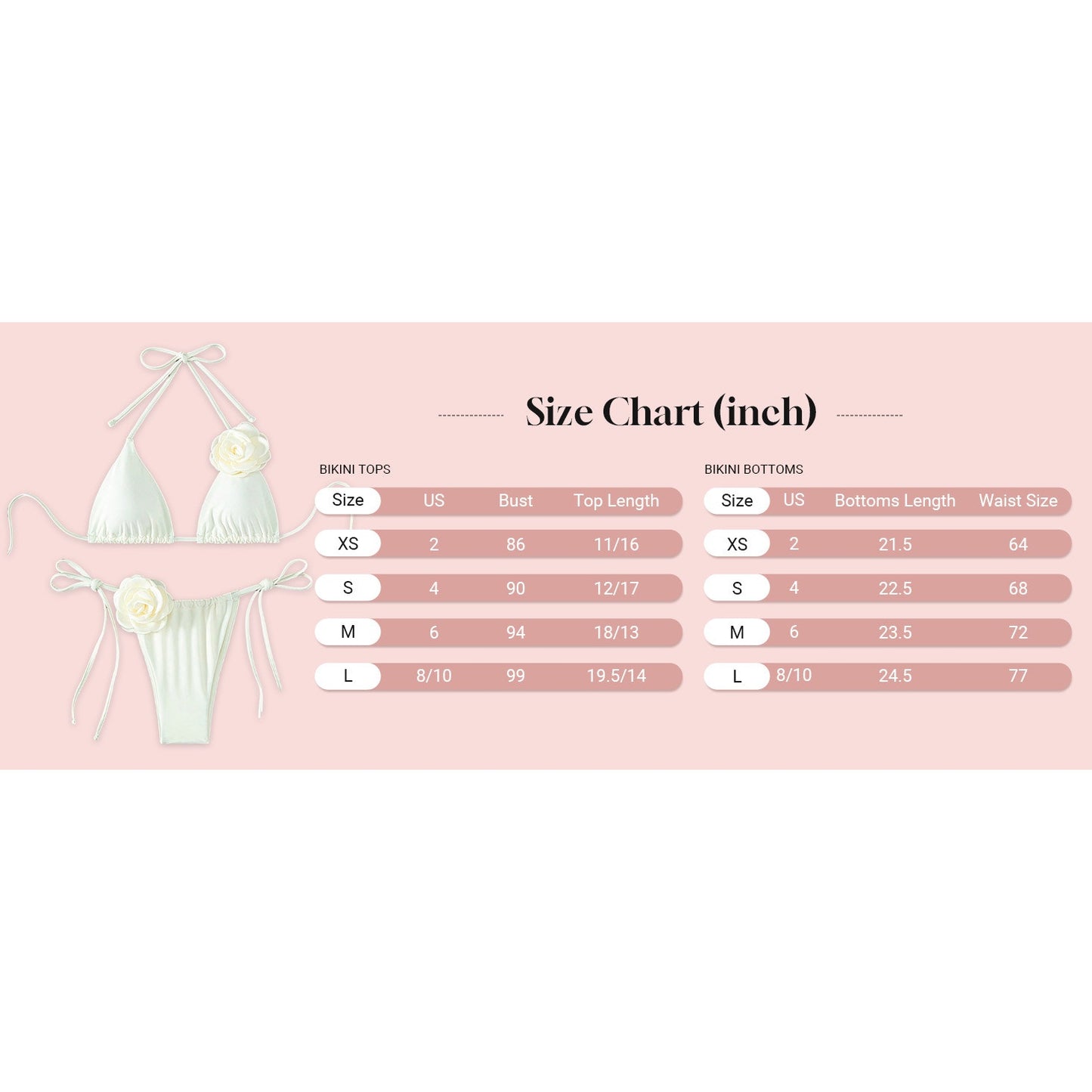 2-Piece Bikini Set, Halter Triangle Bra & Tie Side Thongs Swimsuit Pink X-Small