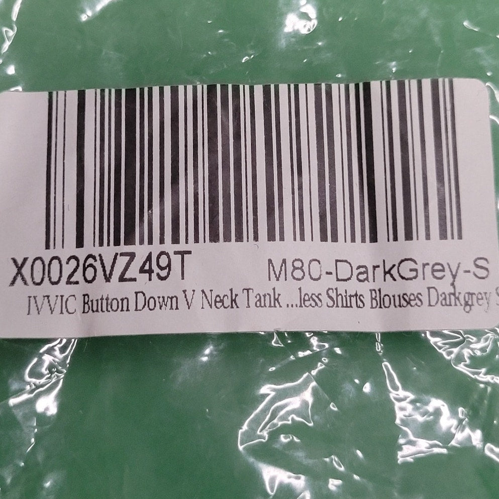 IVVIC Women's Shirt, Button Down Tank Top, Sleeveless Tie-Front Blouse, Gray, SM