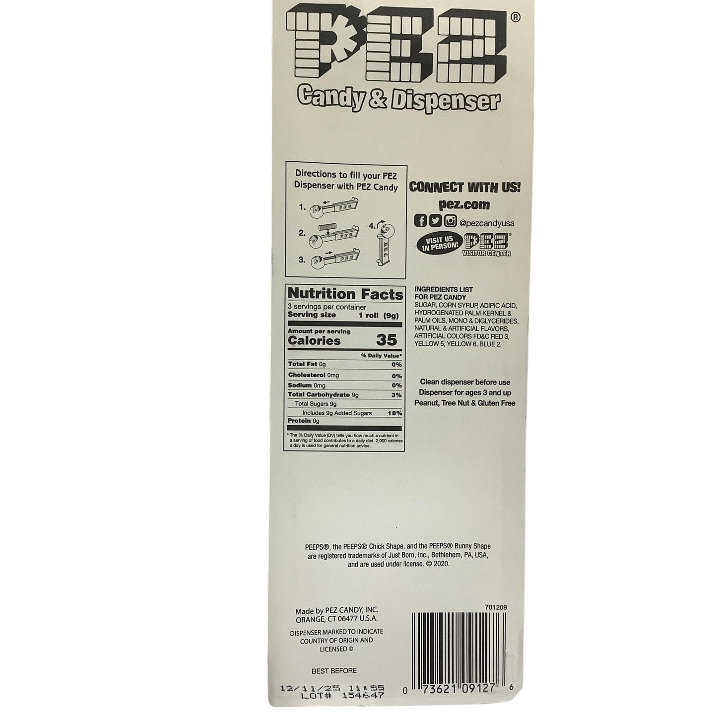 Peeps Yellow- Pez Collectible Dispenser Sealed NIP Product