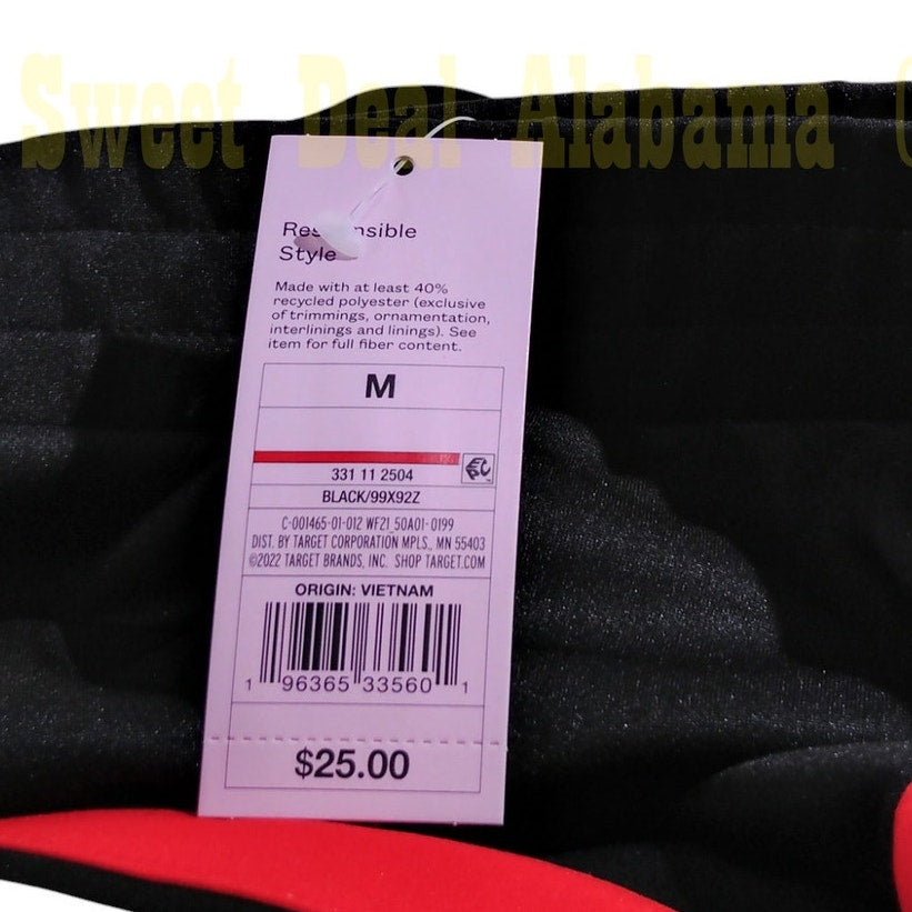 Women's High-Rise Track Pants - Wild Fable, Medium, Black w/ Red & White Stripe