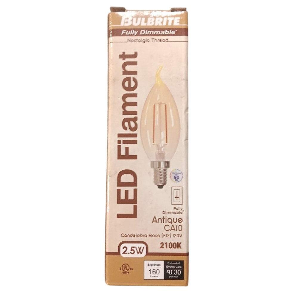 Four (4) Bulbrite 2.5W CA10 E12 LED Nostalgic Bulb - #776903