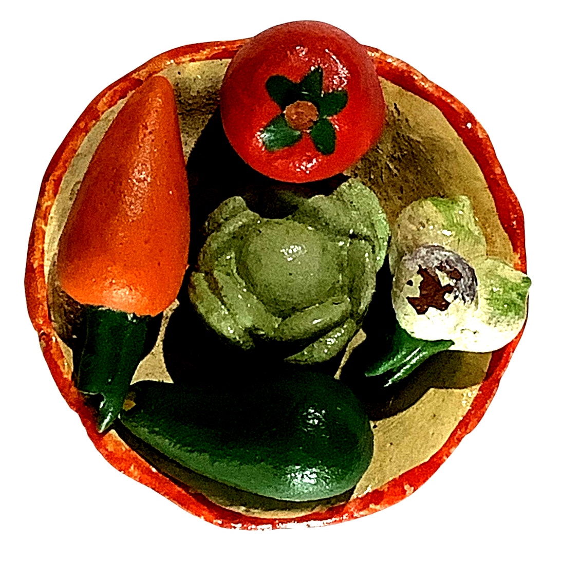 Vintage Handmade Fruit Basket From Atop a Woman's Figurine Head / Statue