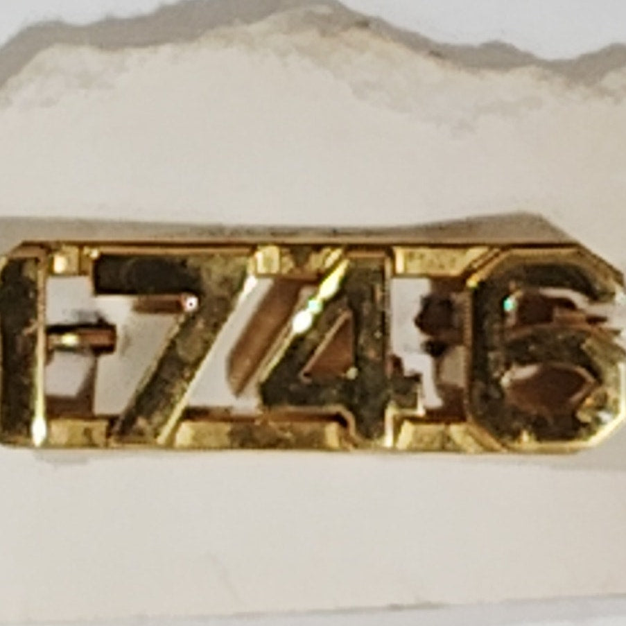 c.1910s Numeric "1746" Brass Antique C-Clasp Hat / Lapel / Collar Pins Set 3/8"H